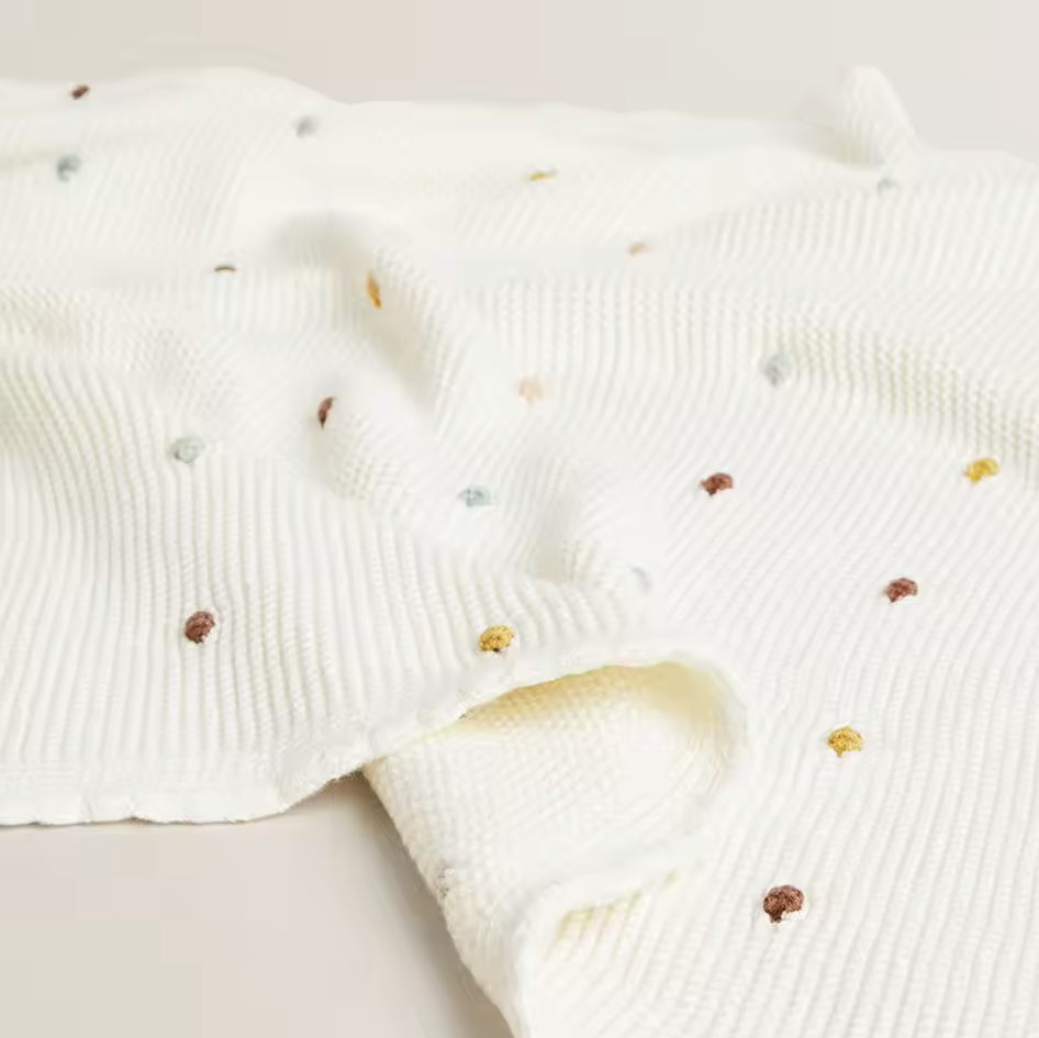 Polkadot Knitted Baby Blanket NZ