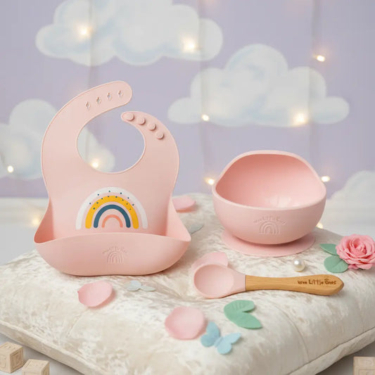 Silicone Rainbow Bib & Bowl Set