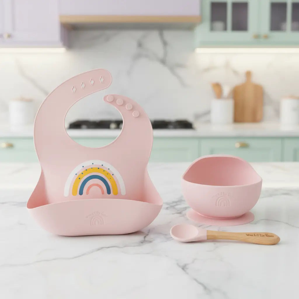 Silicone Rainbow Bib & Bowl Set