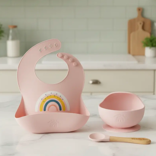 Silicone Rainbow Bib & Bowl Set