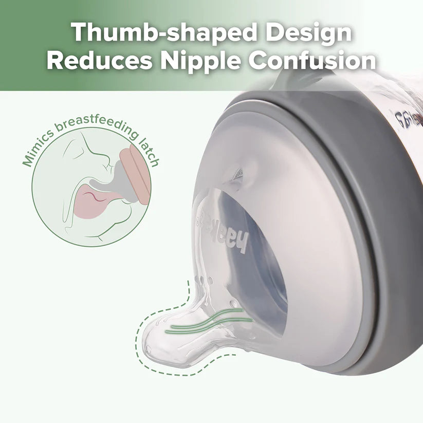 Nipple shield with thumb-shaped design on a white background