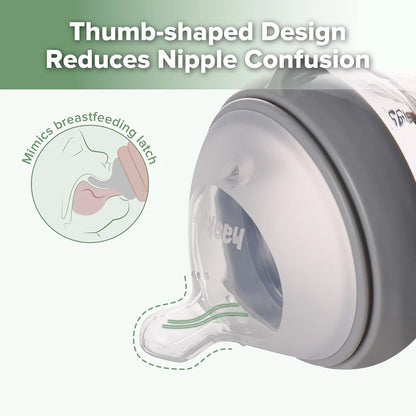 Nipple shield with thumb-shaped design on a white background