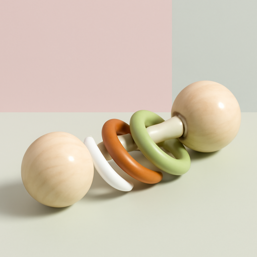 Colorful Wooden Rattle: A Delightful Sensory Toy