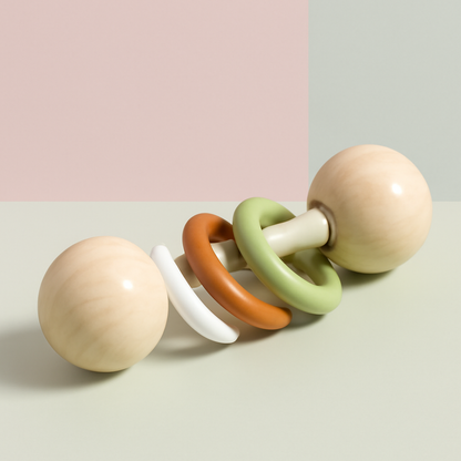 Colorful Wooden Rattle: A Delightful Sensory Toy