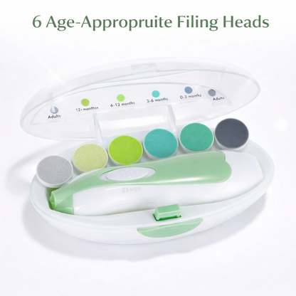 Children's dental tool with age-appropriate filing heads on a white background